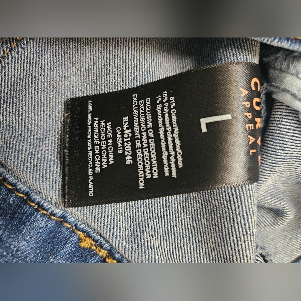 Curve Appeal- Women's L Jacket  Classic Blue Denim Jacket 81%Cotton Stretch - Picture 8 of 8